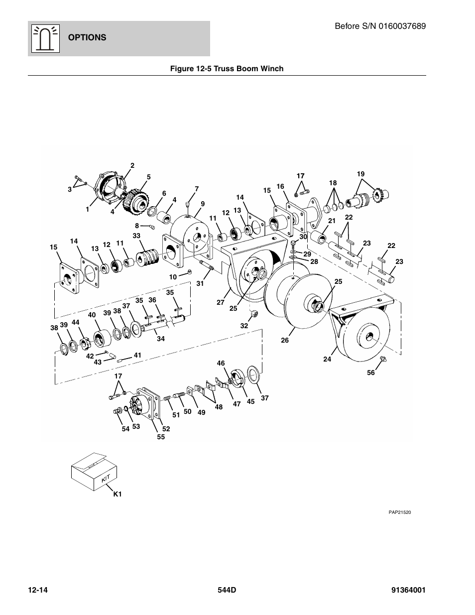 Figure 12-5 truss boom winch, Truss boom winch -14, Res 12-5 | JLG 544D-10 Parts Manual User Manual | Page 588 / 730