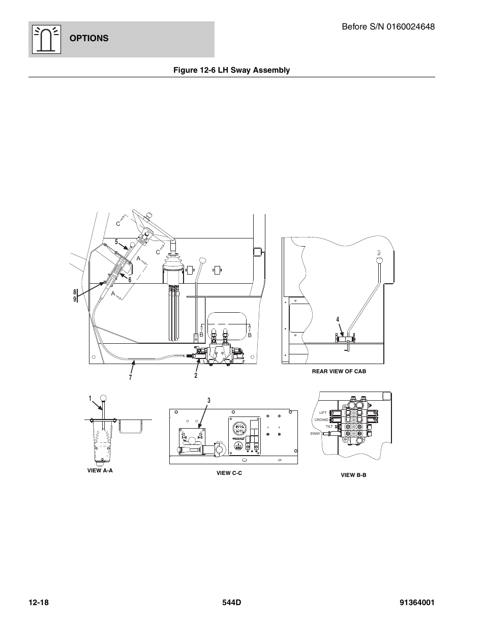 Figure 12-6 lh sway assembly, Lh sway assembly -18, Options | JLG 544D-10 Parts Manual User Manual | Page 592 / 730