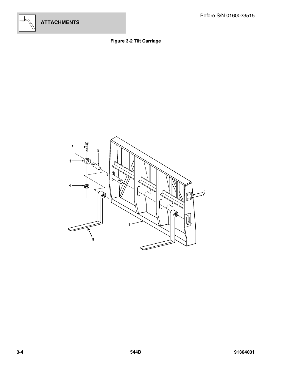 Figure 3-2 tilt carriage, Tilt carriage -4 | JLG 544D-10 Parts Manual User Manual | Page 62 / 730