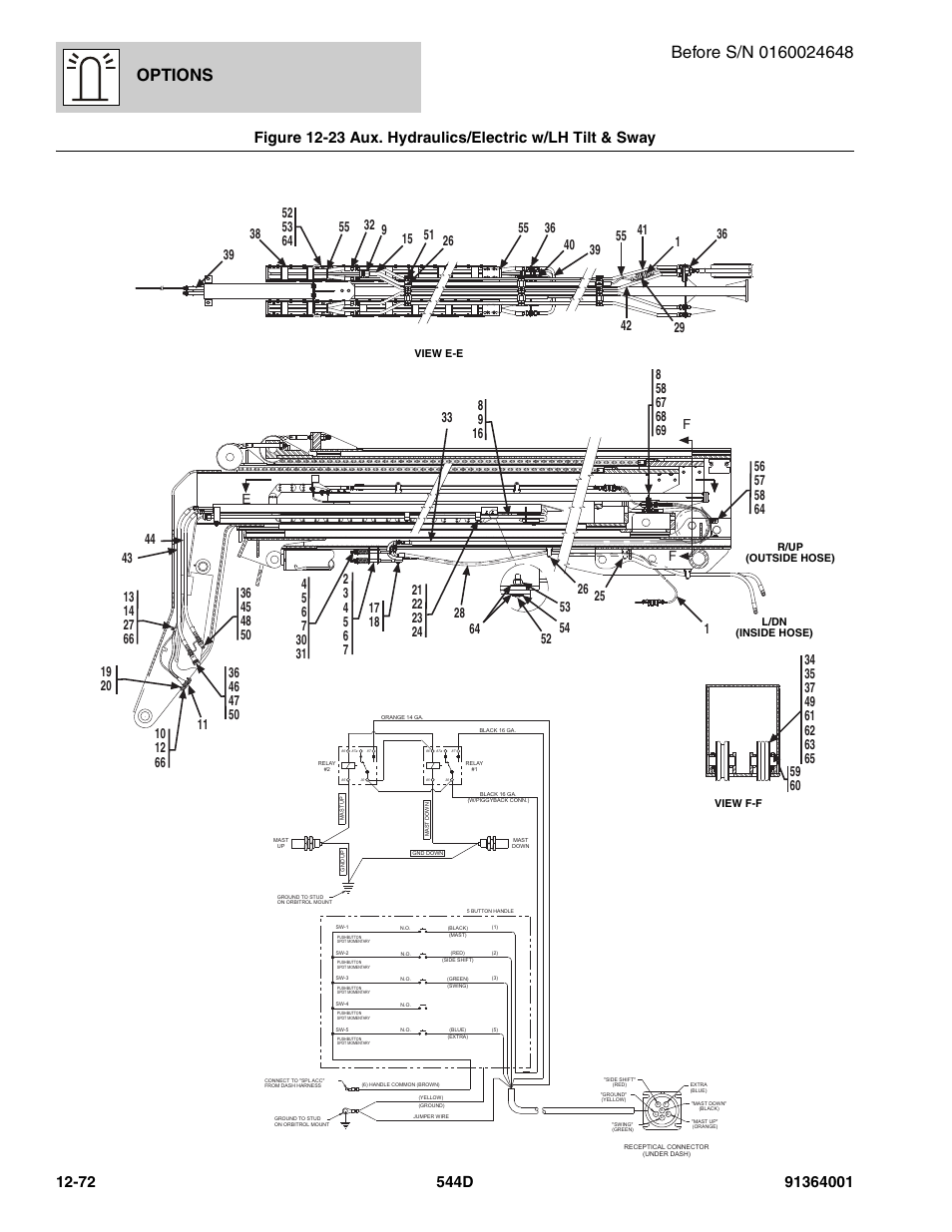 Aux. hydraulics/electric w/lh tilt & sway -72, Options, Ef f | JLG 544D-10 Parts Manual User Manual | Page 646 / 730