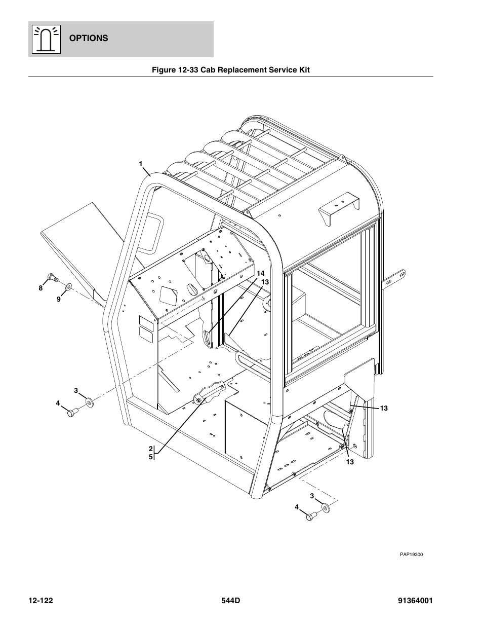 Figure 12-33 cab replacement service kit, Cab replacement service kit -122 | JLG 544D-10 Parts Manual User Manual | Page 696 / 730