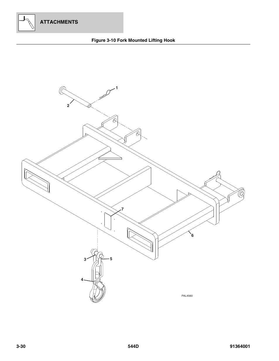 Figure 3-10 fork mounted lifting hook, Fork mounted lifting hook -30 | JLG 544D-10 Parts Manual User Manual | Page 88 / 730