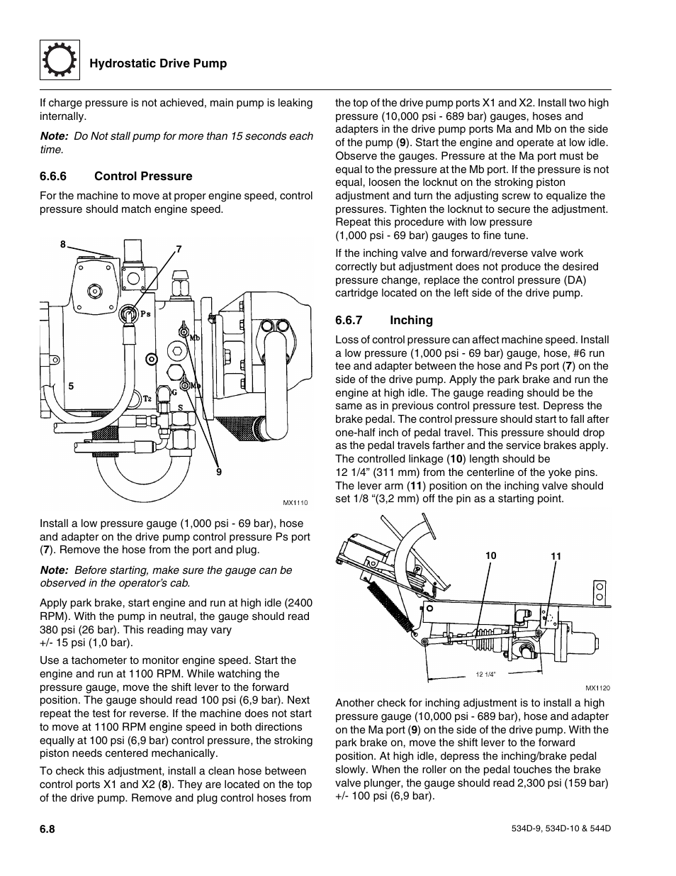 6 control pressure, 7 inching, Control pressure | Inching | JLG 534D-10 User Manual | Page 106 / 174