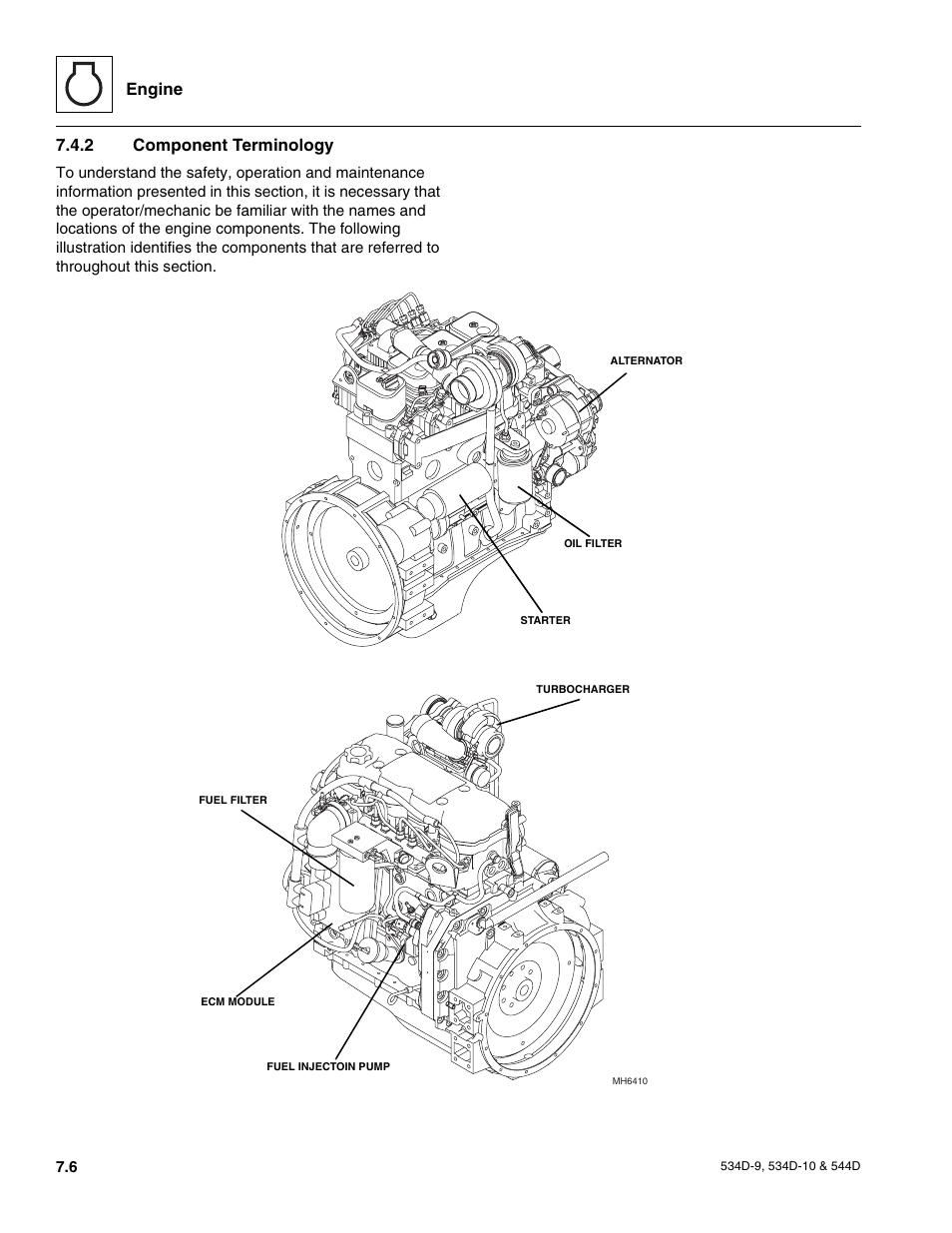 2 component terminology, Component terminology, Engine | JLG 534D-10 User Manual | Page 114 / 174