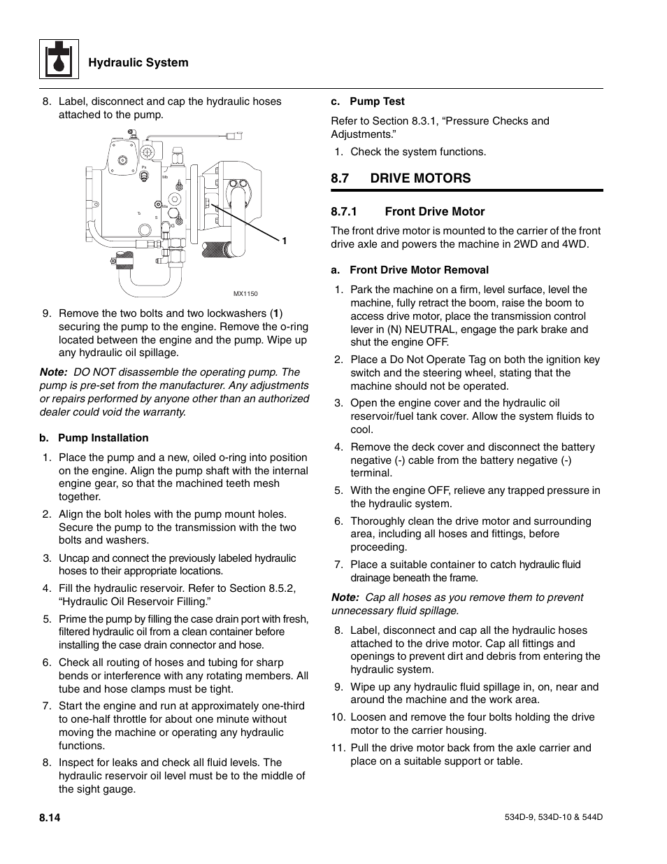 7 drive motors, 1 front drive motor, Hydraulic cylinders | Drive motors, Front drive motor | JLG 534D-10 User Manual | Page 138 / 174