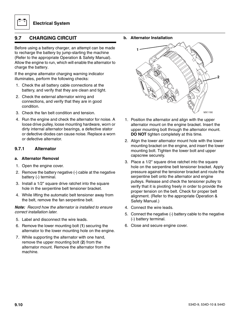 7 charging circuit, 1 alternator, Gauges | Charging circuit, Alternator | JLG 534D-10 User Manual | Page 158 / 174