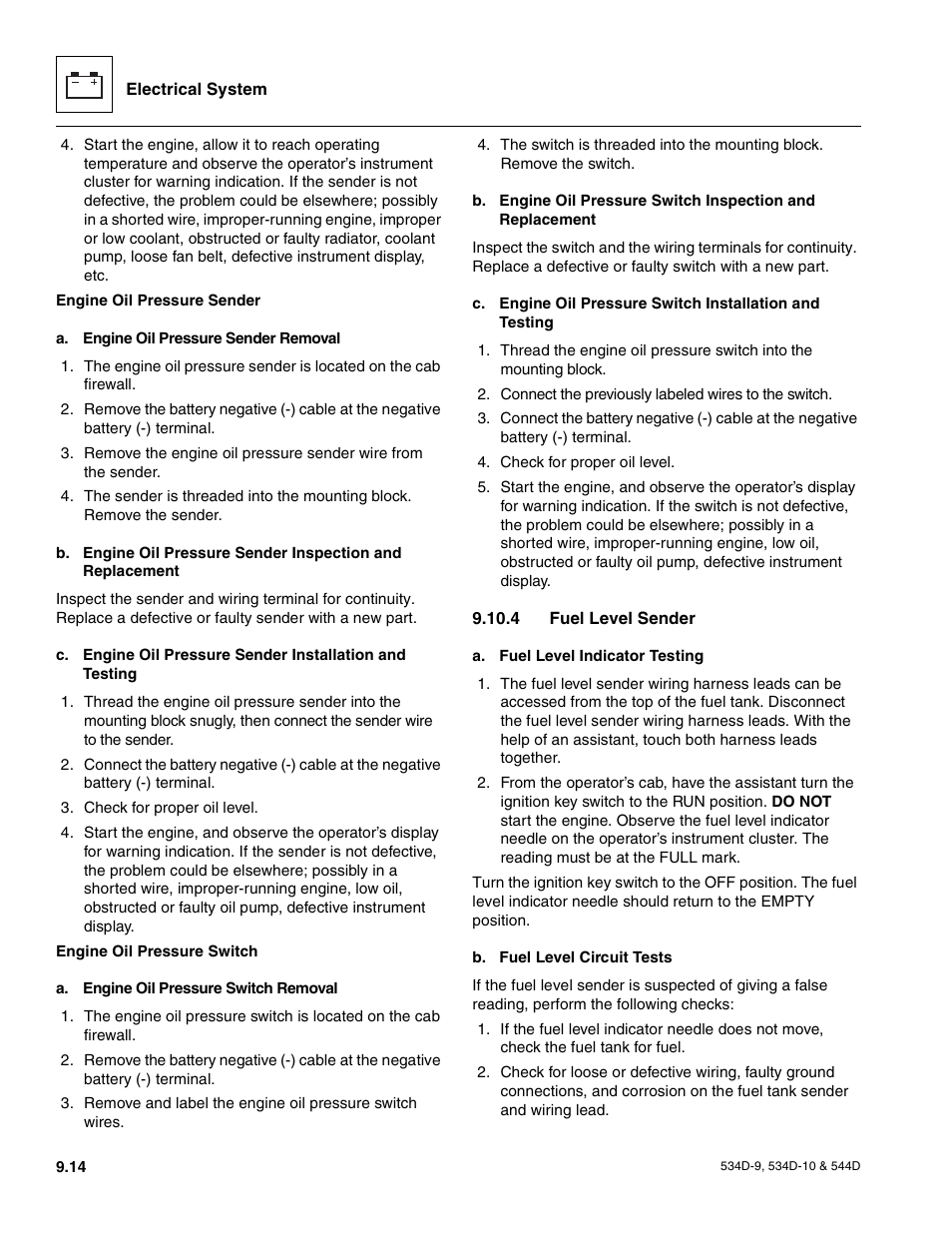 4 fuel level sender, Fuel level sender | JLG 534D-10 User Manual | Page 162 / 174