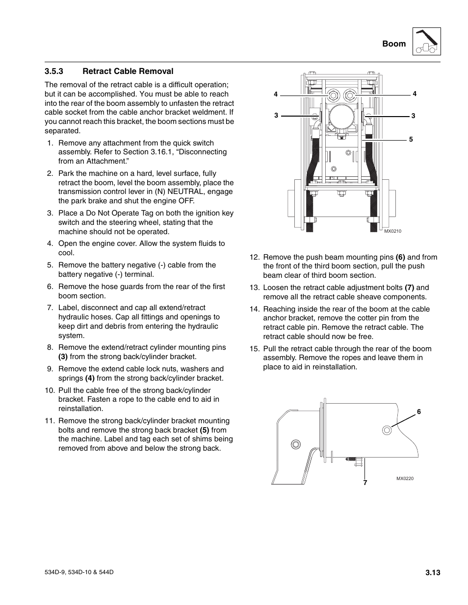 3 retract cable removal, Retract cable removal | JLG 534D-10 User Manual | Page 41 / 174