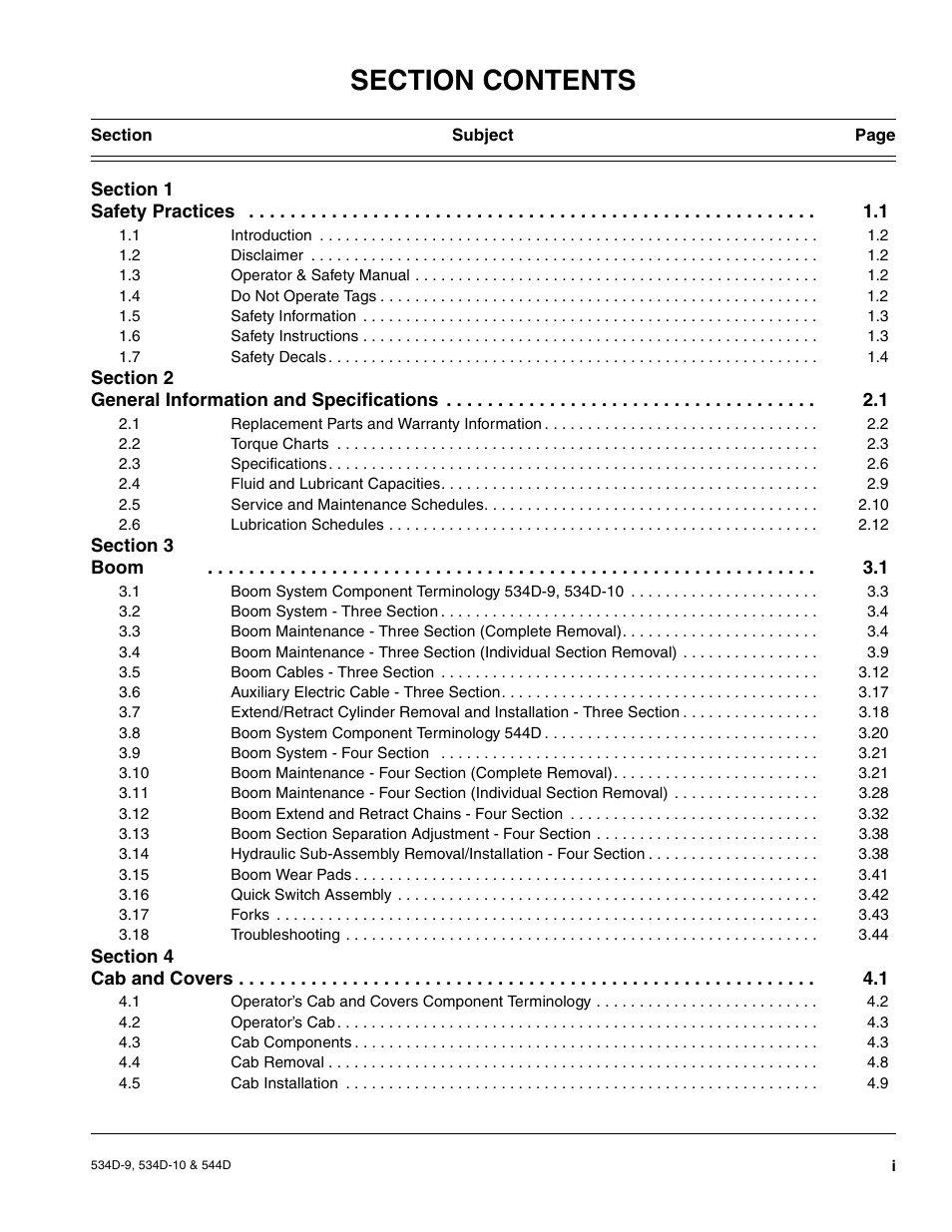 JLG 534D-10 User Manual | Page 5 / 174