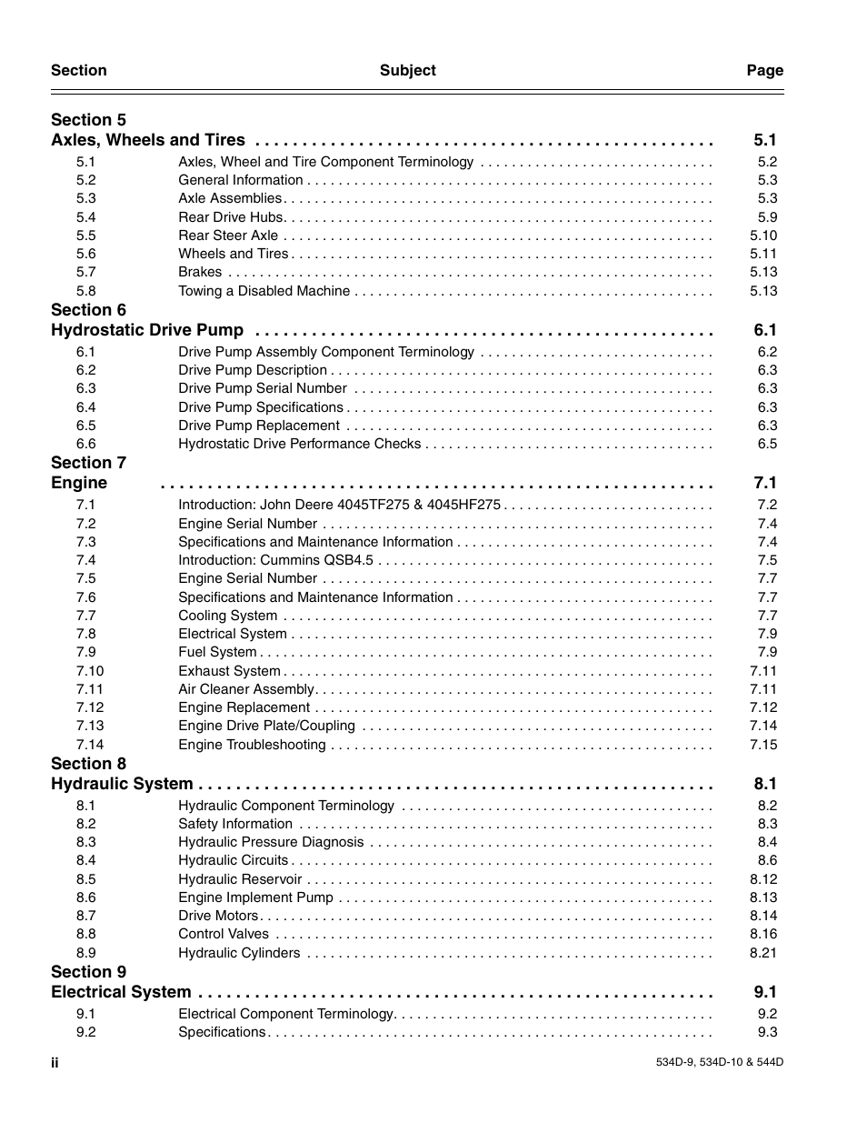 JLG 534D-10 User Manual | Page 6 / 174