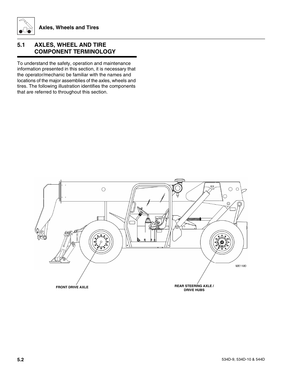 1 axles, wheel and tire component terminology, Axle assemblies, Axles, wheel and tire component terminology | JLG 534D-10 User Manual | Page 86 / 174