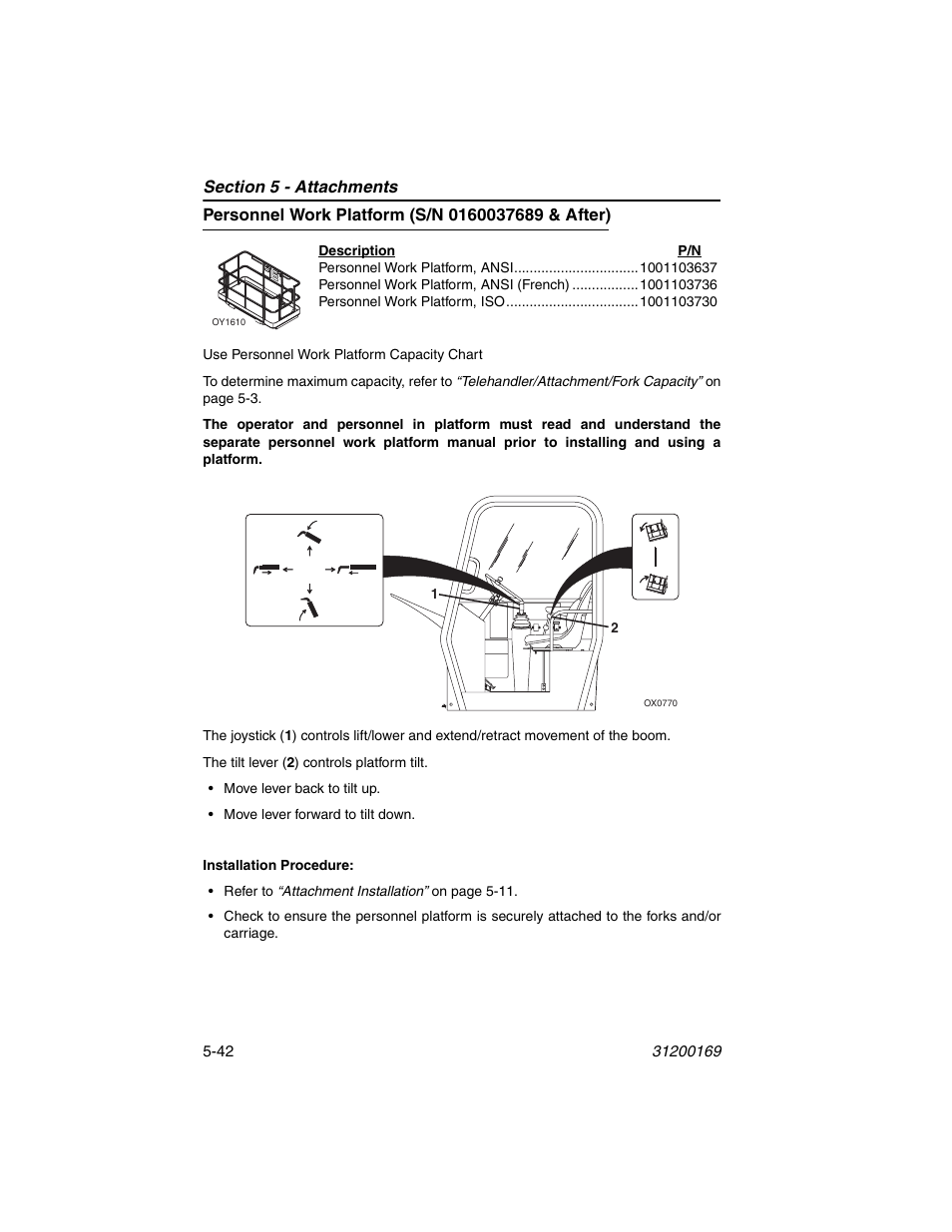 Personnel work platform (s/n 0160037689 & after) | JLG 534D-9 Operator Manual User Manual | Page 104 / 142