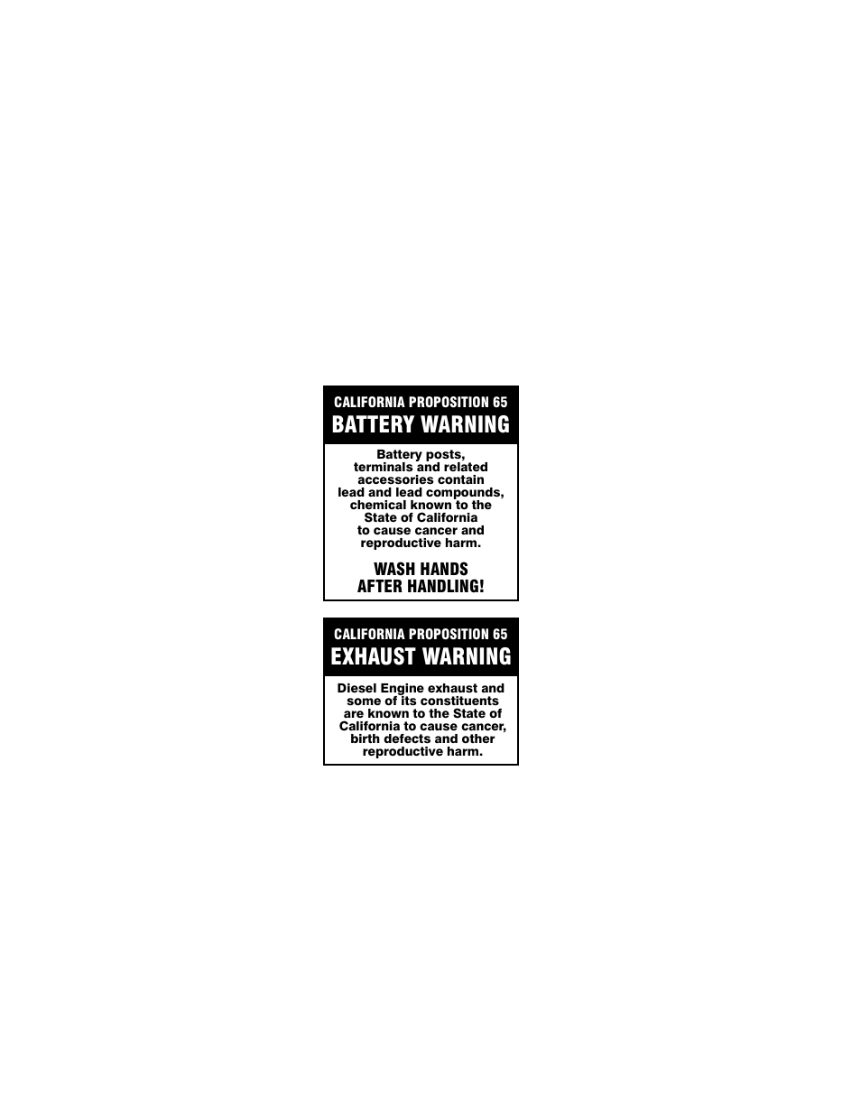 Battery warning, Exhaust warning | JLG 534D-9 Operator Manual User Manual | Page 2 / 142