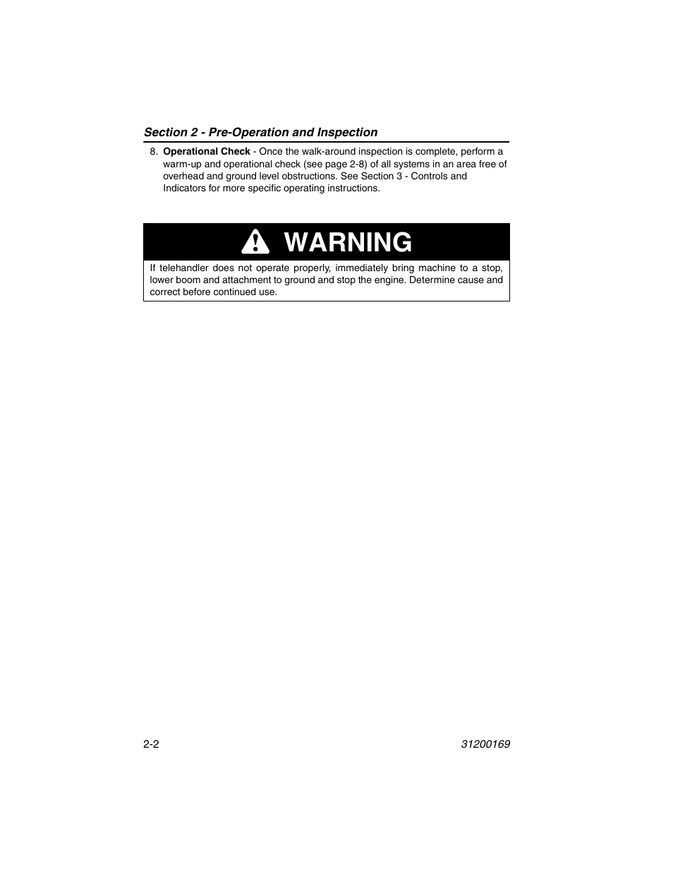 Warning | JLG 534D-9 Operator Manual User Manual | Page 26 / 142