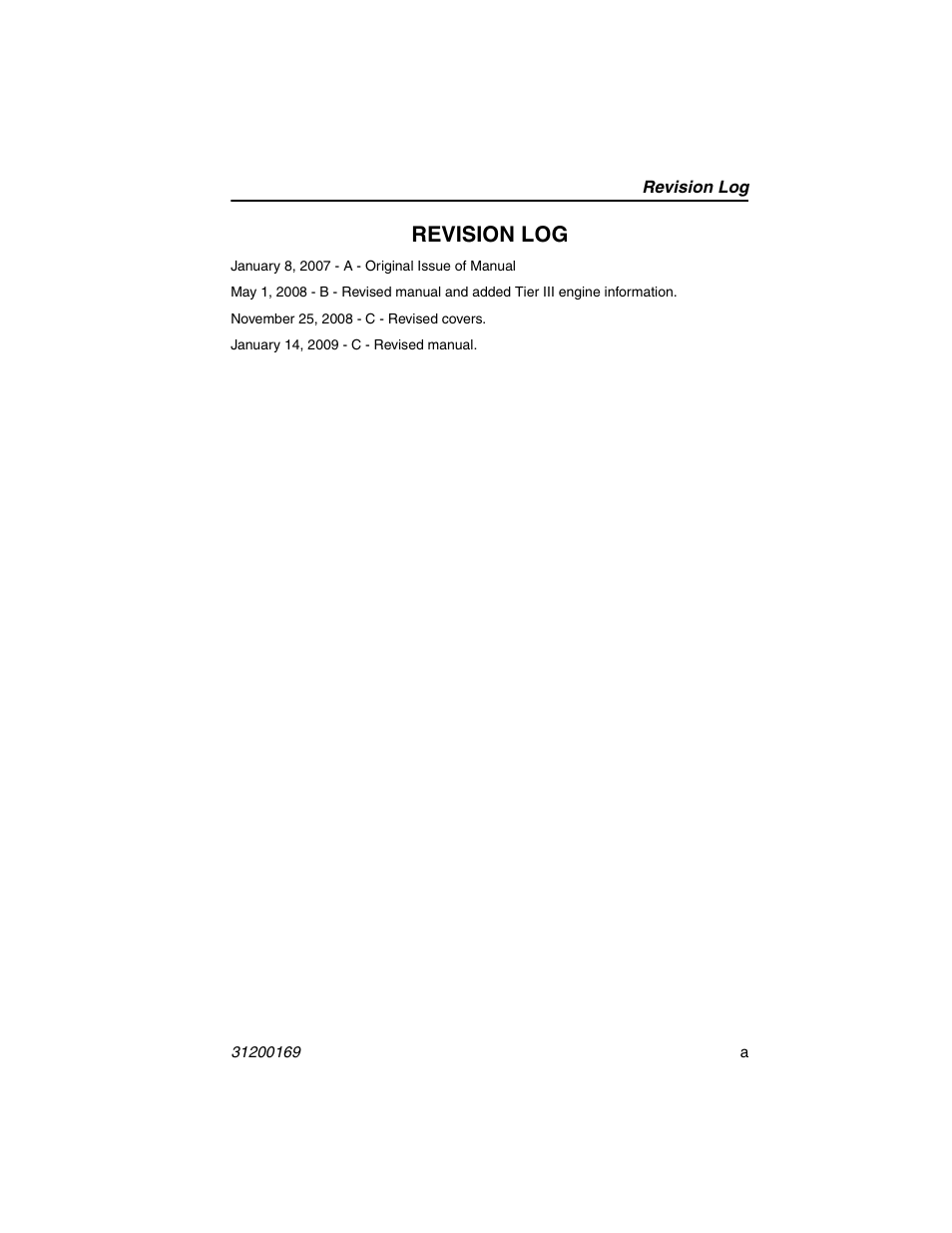 Revision log | JLG 534D-9 Operator Manual User Manual | Page 3 / 142