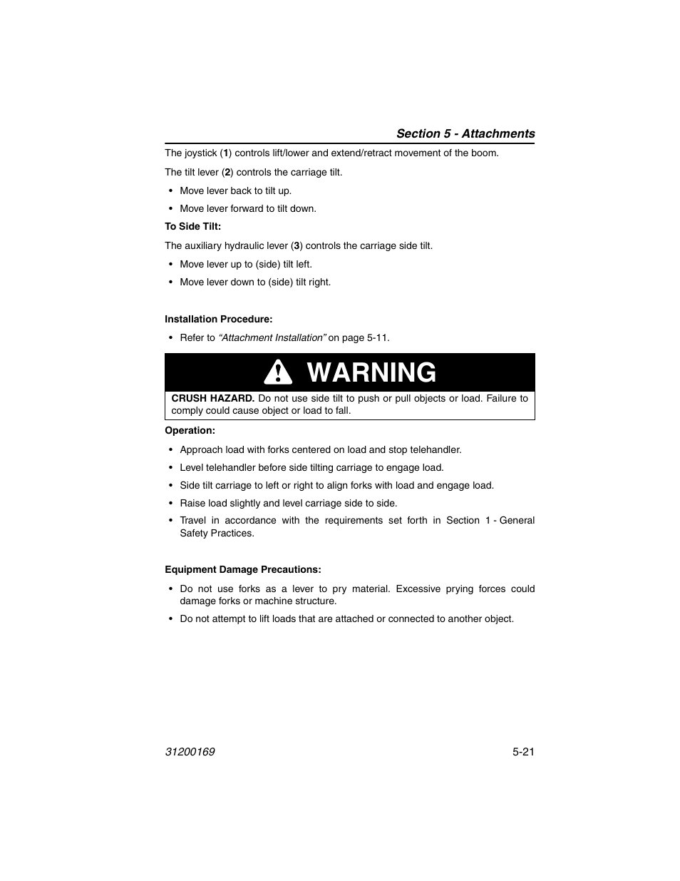 Warning | JLG 534D-9 Operator Manual User Manual | Page 83 / 142