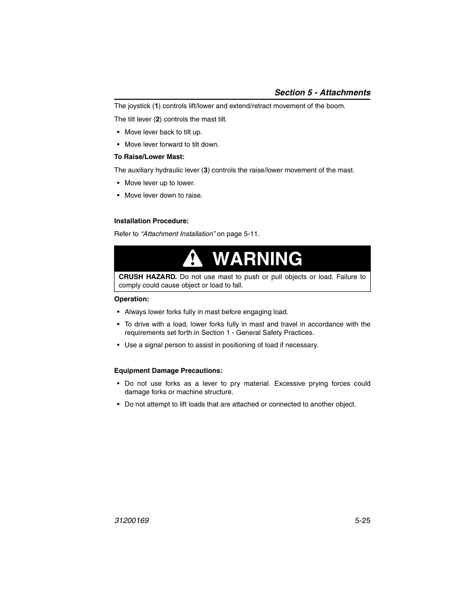 Warning | JLG 534D-9 Operator Manual User Manual | Page 87 / 142