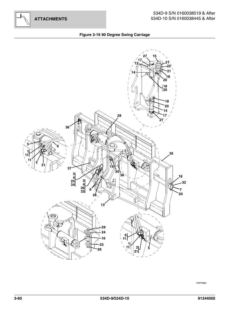 Figure 3-16 90 degree swing carriage, 90 degree swing carriage -60 | JLG 534D-10 Parts Manual User Manual | Page 124 / 842