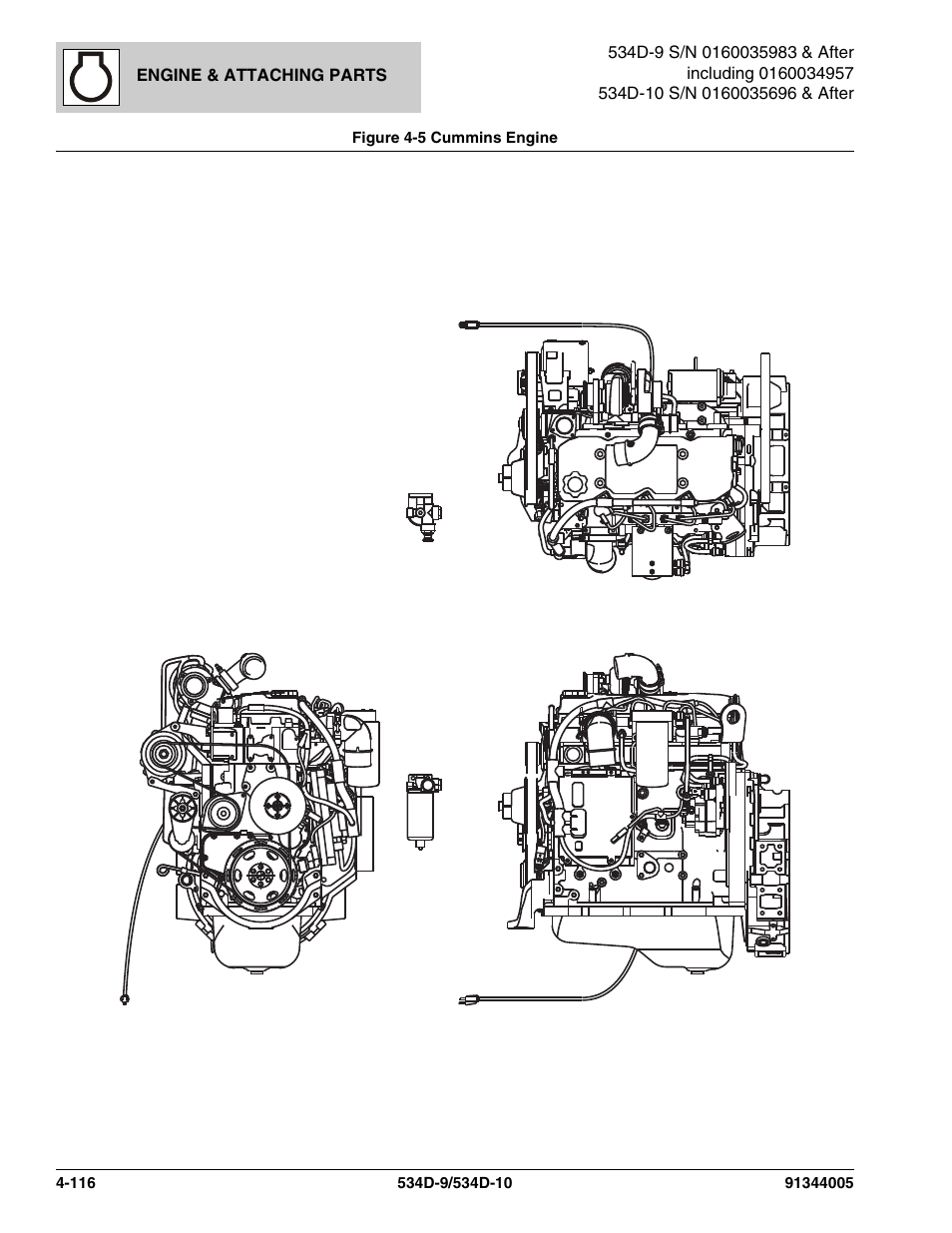 Figure 4-5 cummins engine, Cummins engine -116, Ae, (see figure 4-5 for details) | JLG 534D-10 Parts Manual User Manual | Page 266 / 842