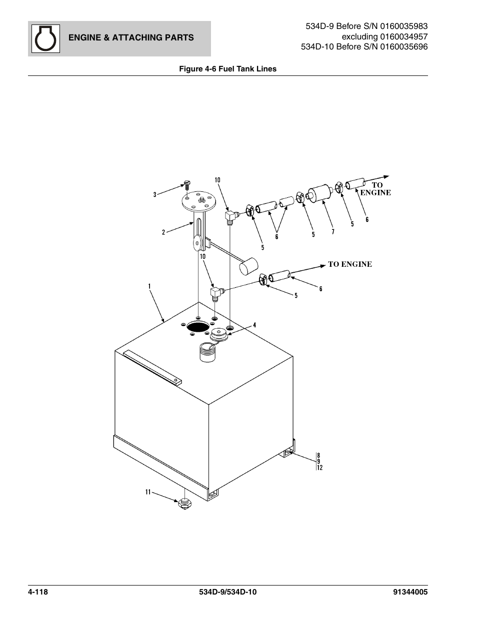 Figure 4-6 fuel tank lines, Fuel tank lines -118 | JLG 534D-10 Parts Manual User Manual | Page 268 / 842