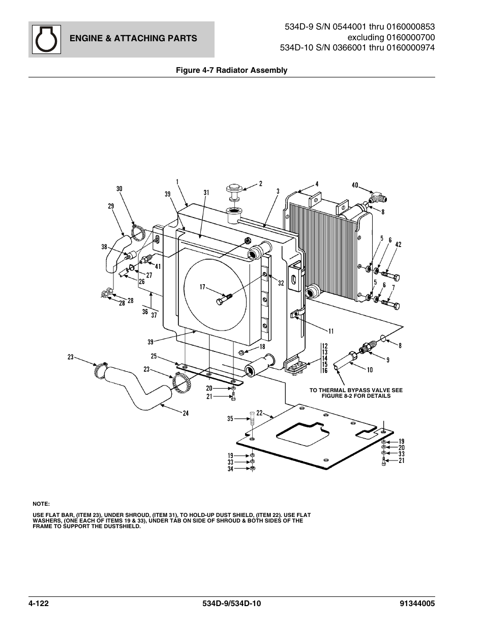 Figure 4-7 radiator assembly, Radiator assembly -122 | JLG 534D-10 Parts Manual User Manual | Page 272 / 842