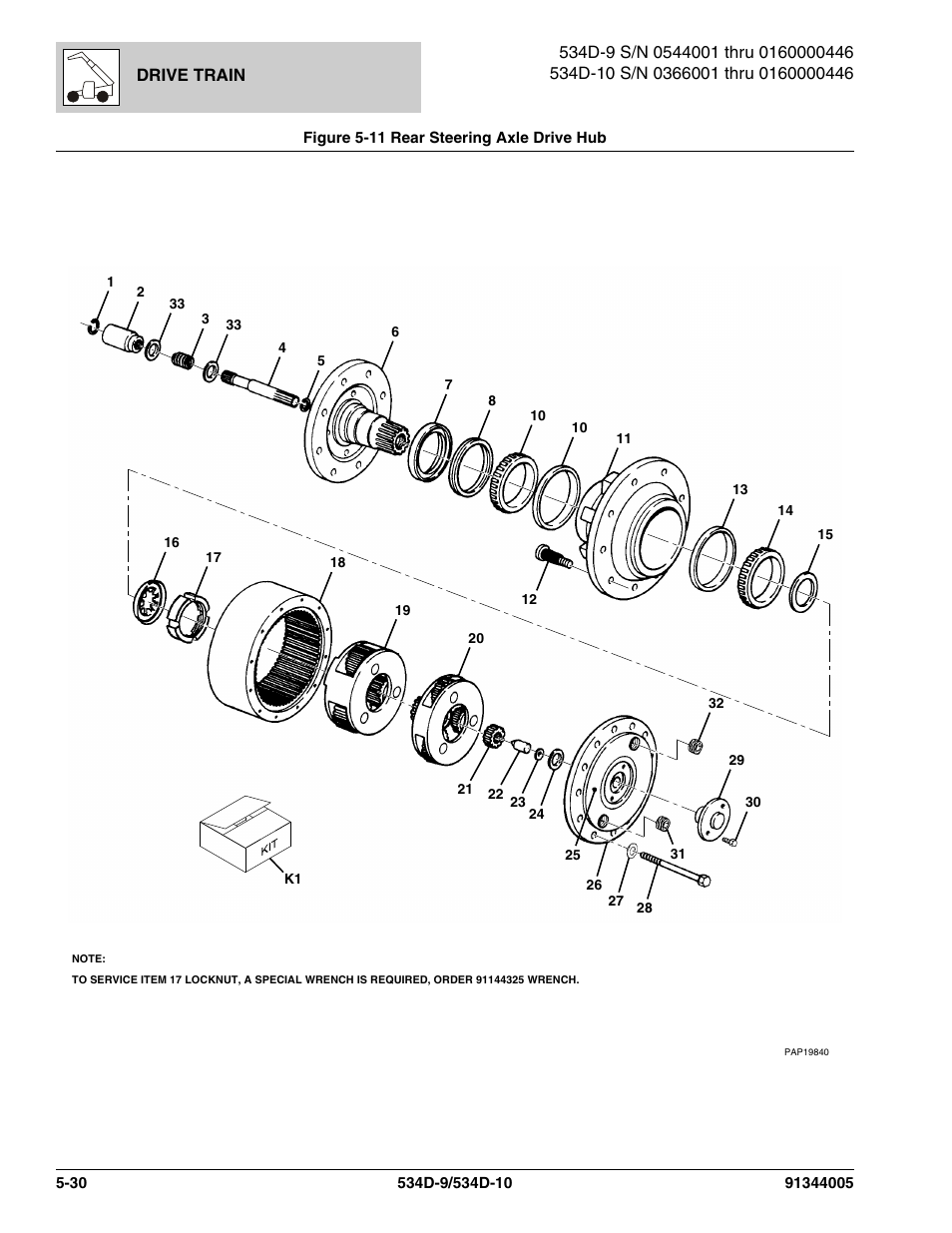 Figure 5-11 rear steering axle drive hub, Rear steering axle drive hub -30 | JLG 534D-10 Parts Manual User Manual | Page 330 / 842