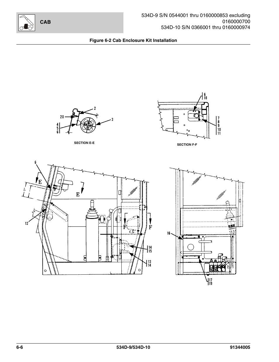 Figure 6-2 cab enclosure kit installation, Cab enclosure kit installation -6 | JLG 534D-10 Parts Manual User Manual | Page 346 / 842