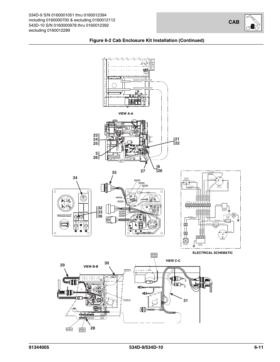 R2 w 3 b 1, View a-a view b-b view c-c electrical schematic | JLG 534D-10 Parts Manual User Manual | Page 351 / 842