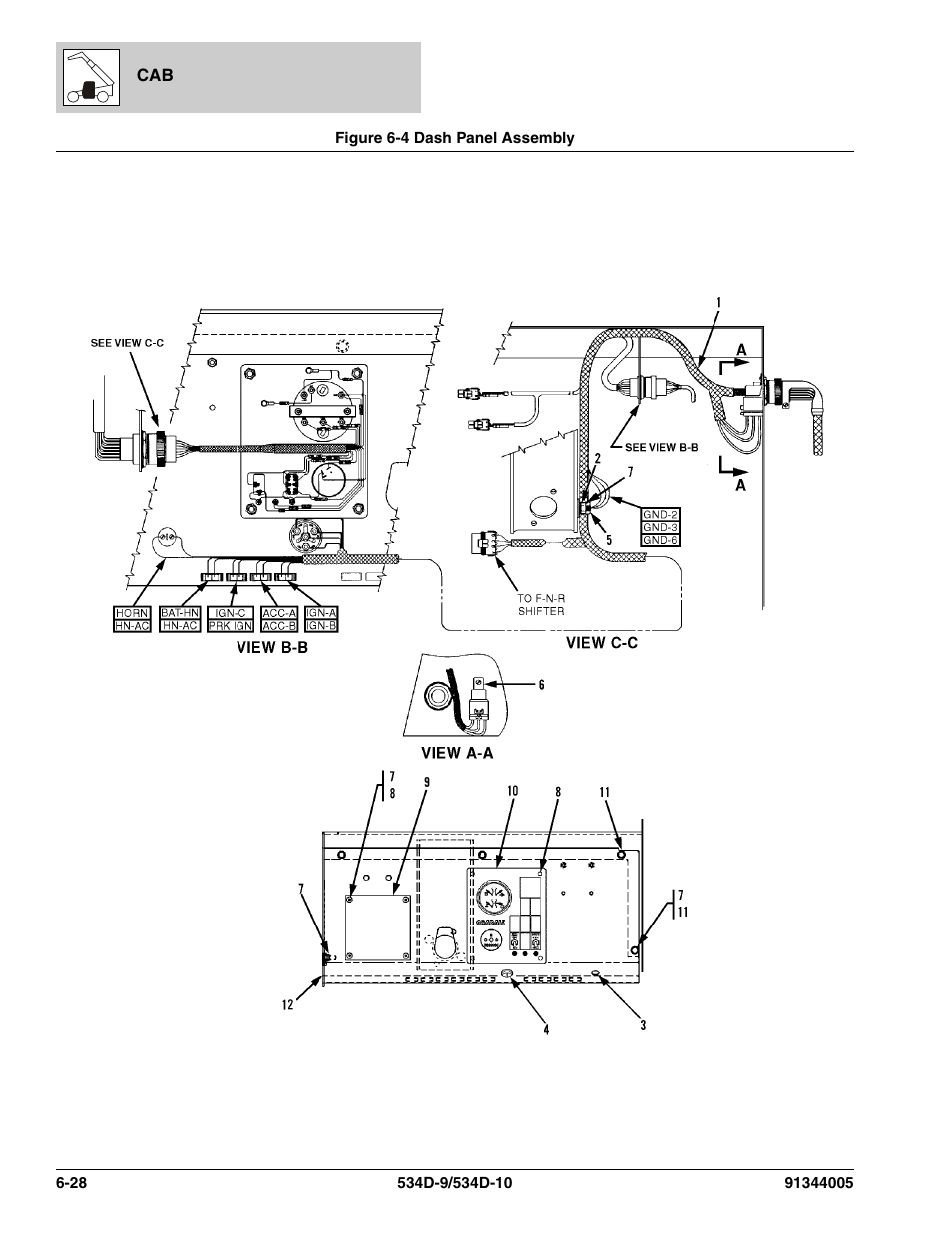 Figure 6-4 dash panel assembly, Dash panel assembly -28 | JLG 534D-10 Parts Manual User Manual | Page 368 / 842