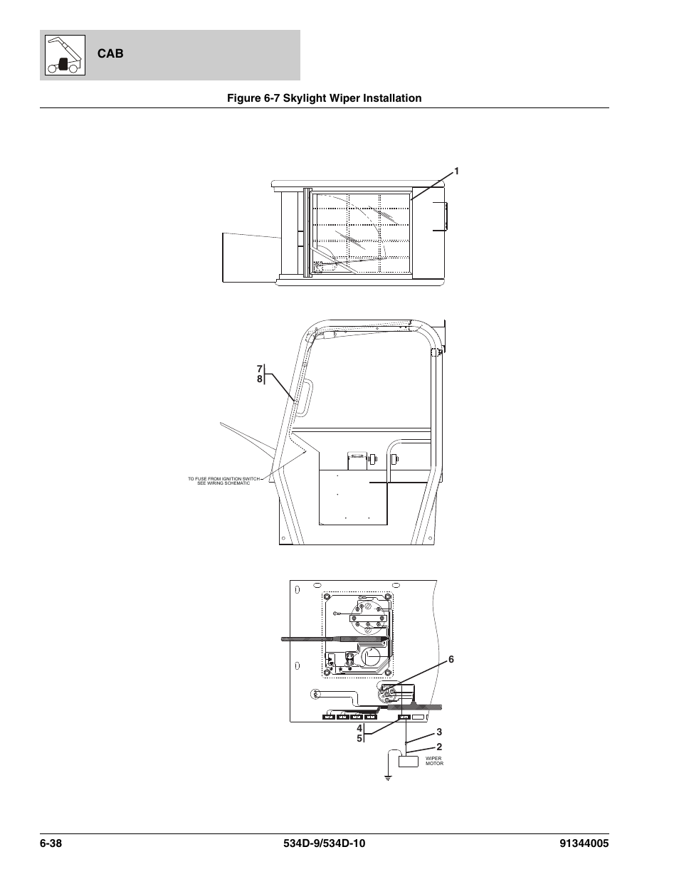 Figure 6-7 skylight wiper installation, Skylight wiper installation -38 | JLG 534D-10 Parts Manual User Manual | Page 378 / 842