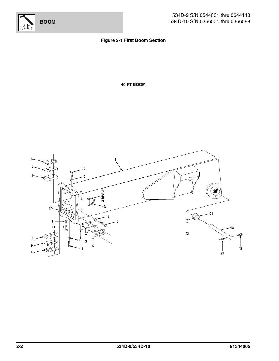 Figure 2-1 first boom section, First boom section -2 | JLG 534D-10 Parts Manual User Manual | Page 42 / 842