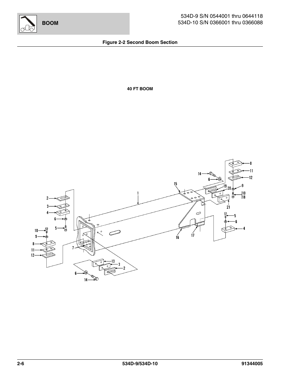 Figure 2-2 second boom section, Second boom section -6 | JLG 534D-10 Parts Manual User Manual | Page 46 / 842