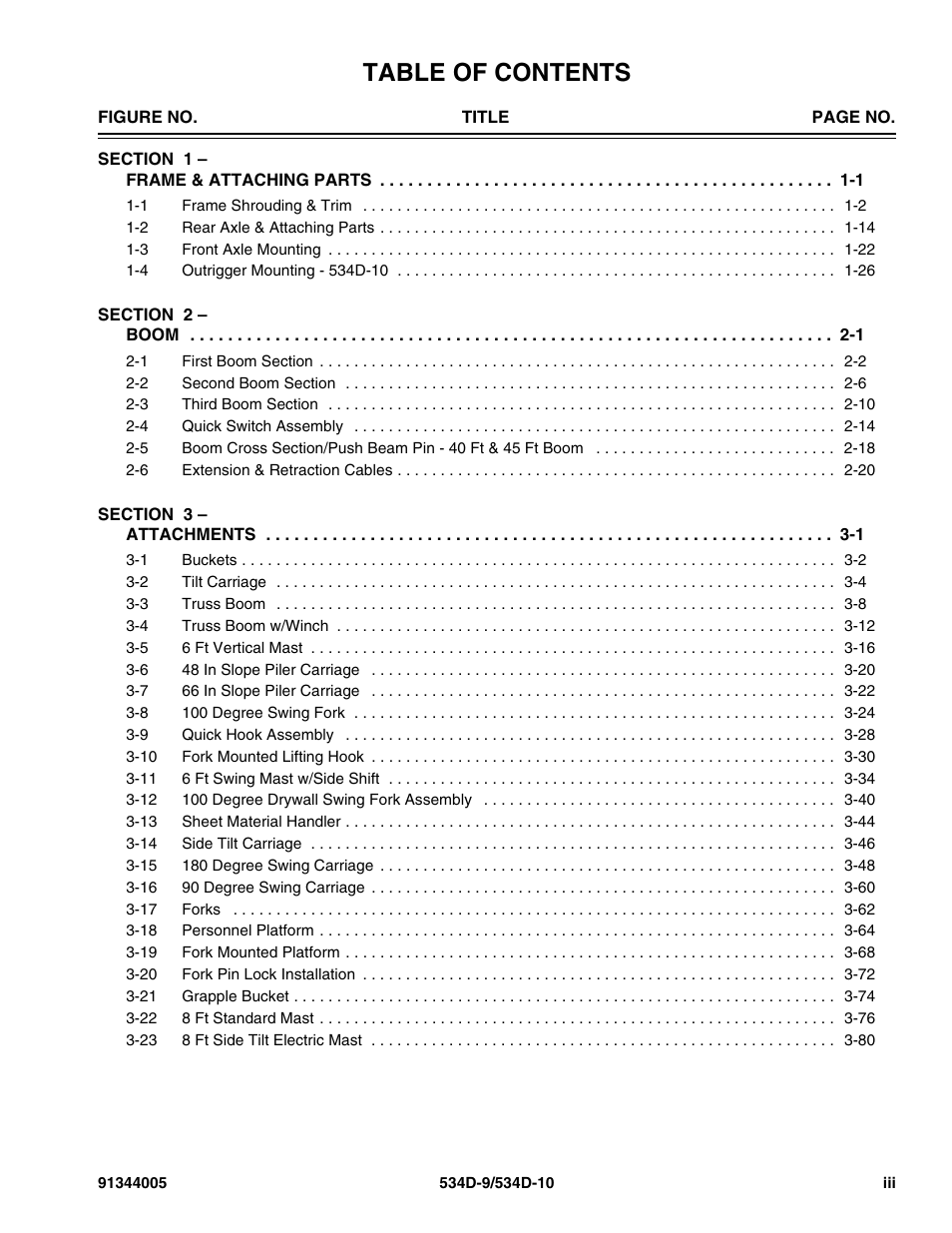 JLG 534D-10 Parts Manual User Manual | Page 5 / 842