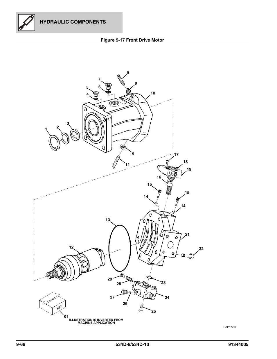 Figure 9-17 front drive motor, Front drive motor -66, R, (see figure 9-17 for details) | JLG 534D-10 Parts Manual User Manual | Page 554 / 842