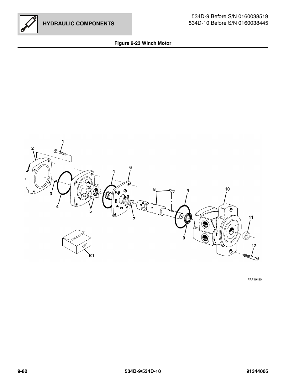 Figure 9-23 winch motor, Winch motor -82 | JLG 534D-10 Parts Manual User Manual | Page 570 / 842