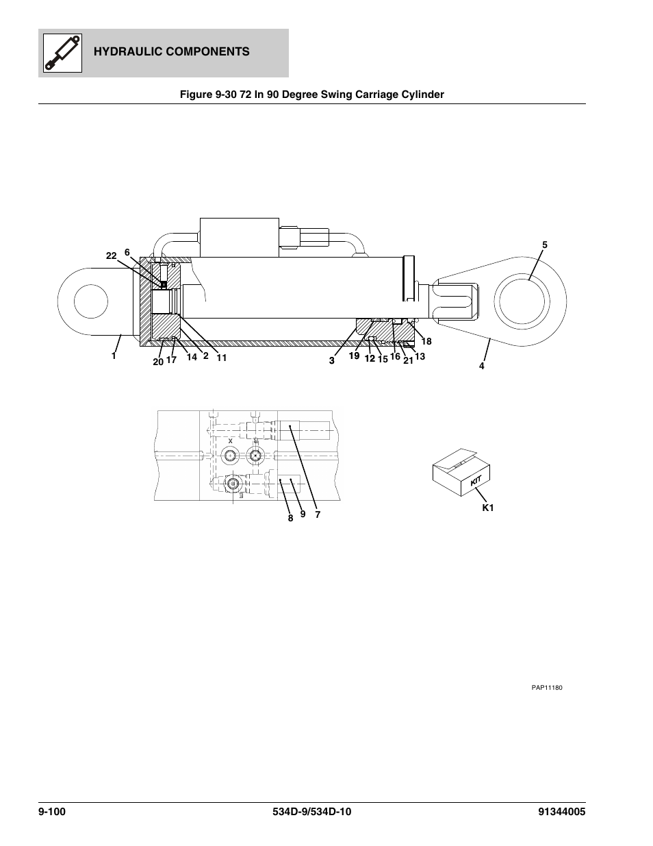 72 in 90 degree swing carriage cylinder -100 | JLG 534D-10 Parts Manual User Manual | Page 588 / 842