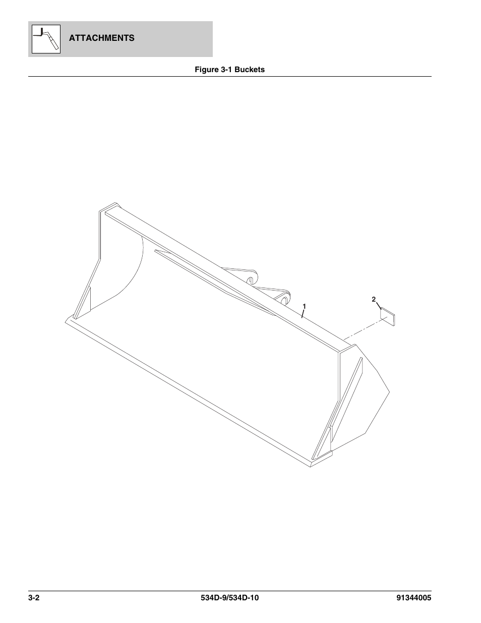 Figure 3-1 buckets, Buckets -2 | JLG 534D-10 Parts Manual User Manual | Page 66 / 842