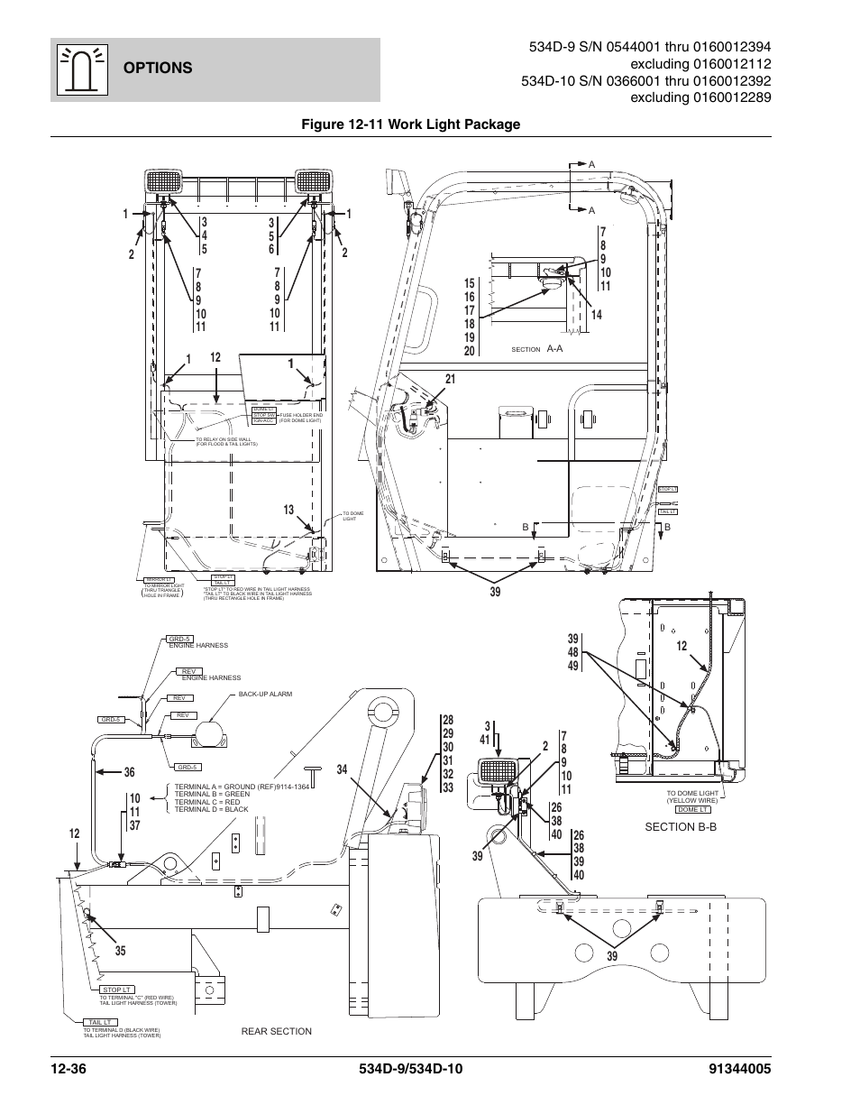 Figure 12-11 work light package, Work light package -36, Options | JLG 534D-10 Parts Manual User Manual | Page 696 / 842