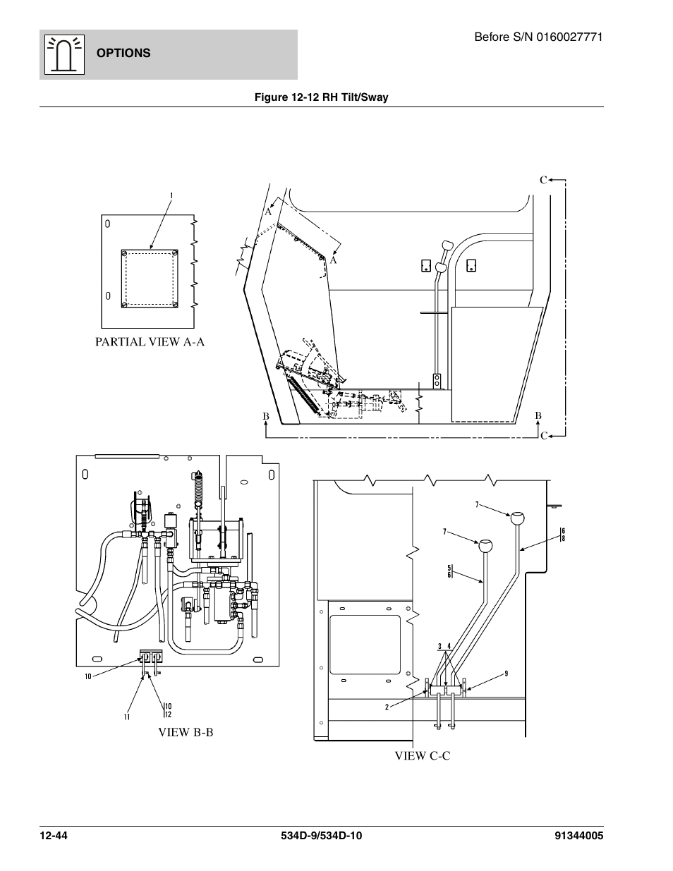 Figure 12-12 rh tilt/sway, Rh tilt/sway -44 | JLG 534D-10 Parts Manual User Manual | Page 704 / 842