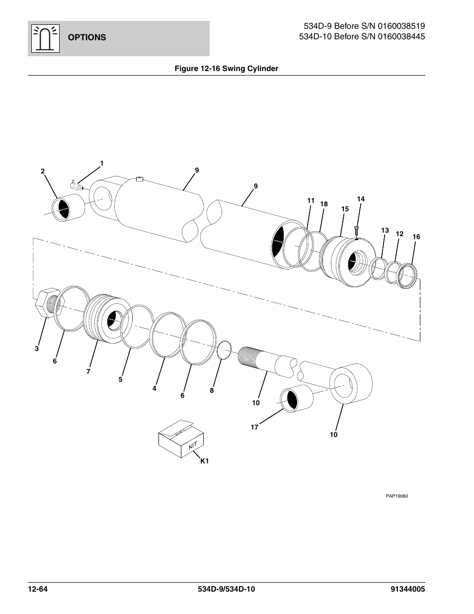 Figure 12-16 swing cylinder, Swing cylinder -64 | JLG 534D-10 Parts Manual User Manual | Page 724 / 842