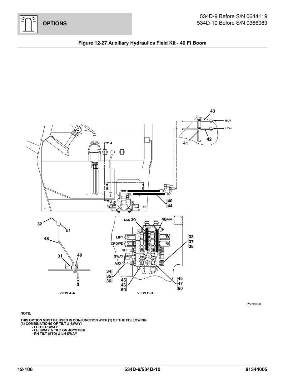 Auxiliary hydraulics field kit - 40 ft boom -106, Options | JLG 534D-10 Parts Manual User Manual | Page 766 / 842