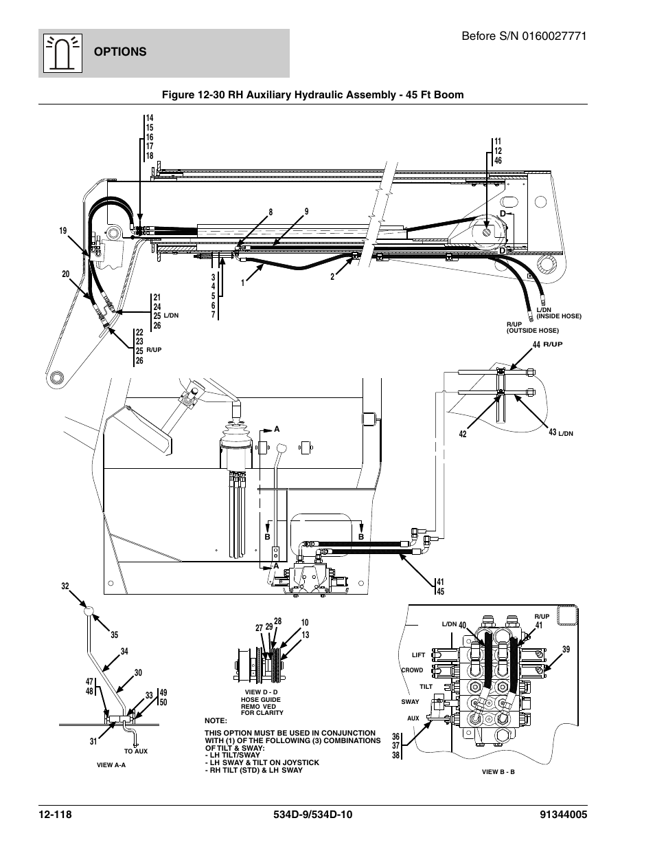 Rh auxiliary hydraulic assembly - 45 ft boom -118, Options | JLG 534D-10 Parts Manual User Manual | Page 778 / 842