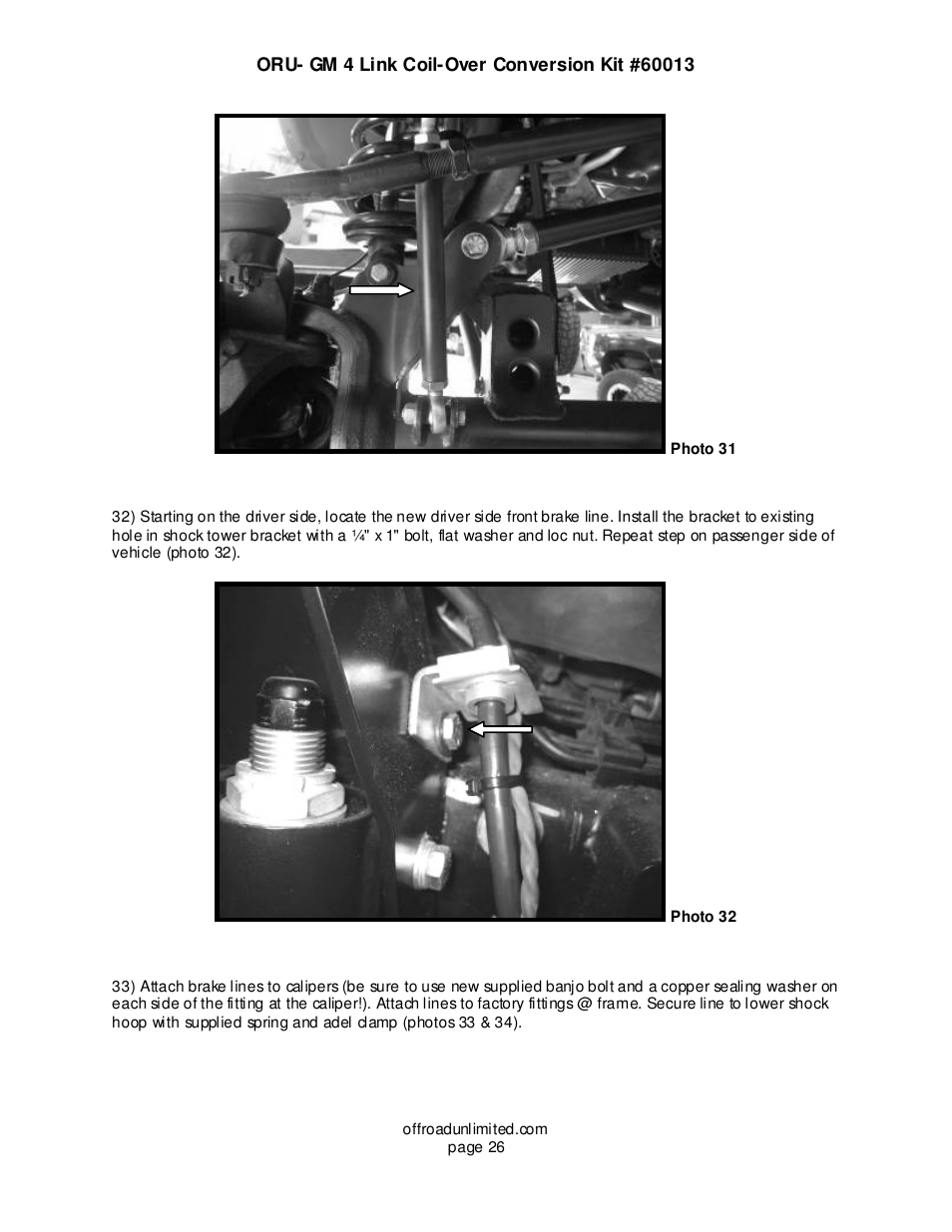 Off Road Unlimited 60013 2001-08 GM 2500-3500 HD 4WD 4-Link Coil-Over w/Solid Axle Conversion Kit User Manual | Page 27 / 42