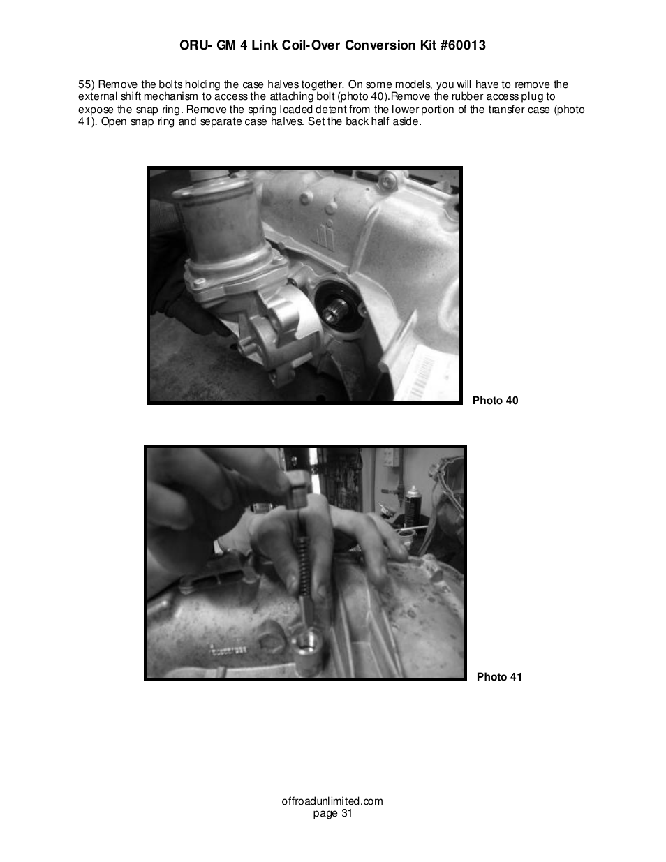 Off Road Unlimited 60013 2001-08 GM 2500-3500 HD 4WD 4-Link Coil-Over w/Solid Axle Conversion Kit User Manual | Page 32 / 42