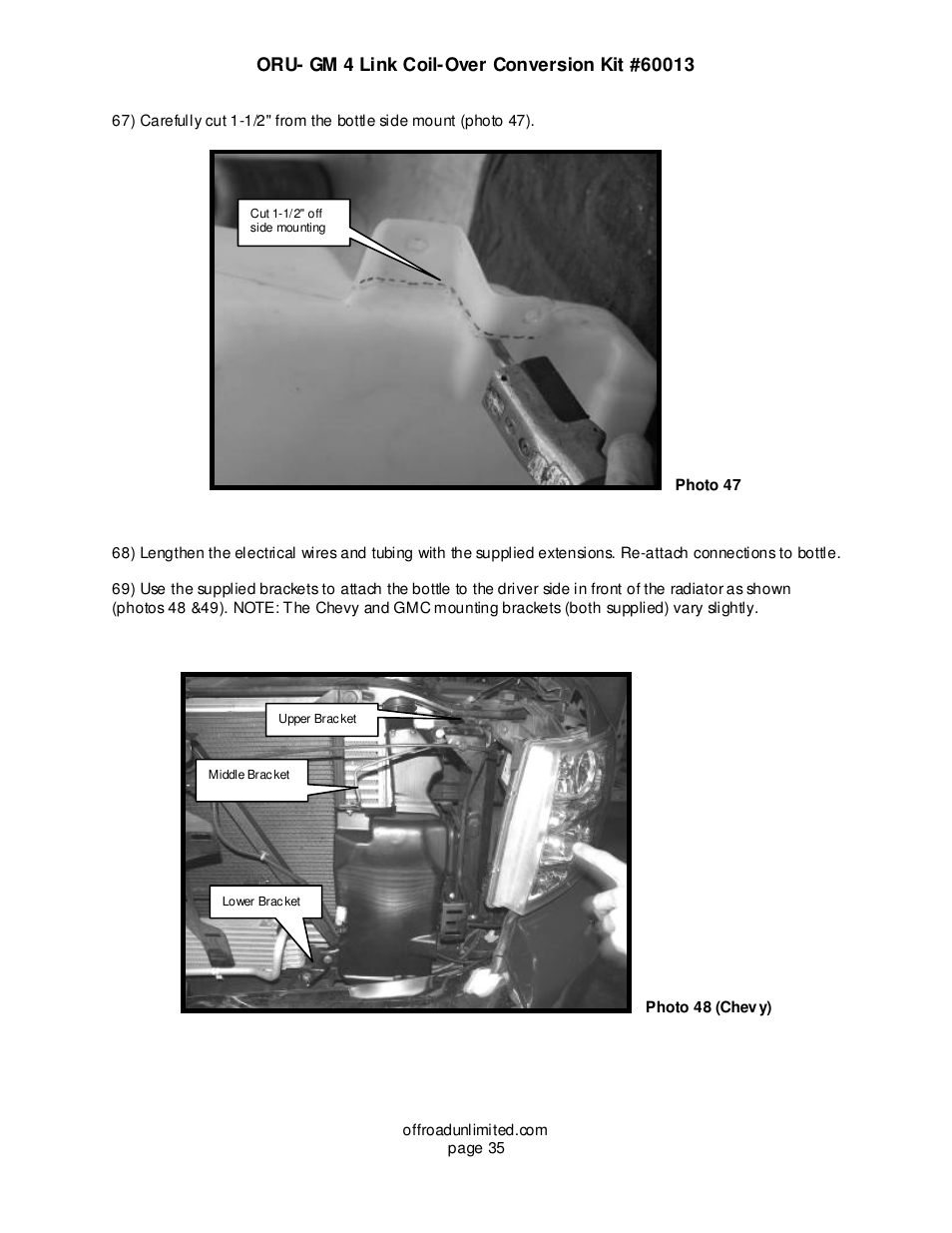 Off Road Unlimited 60013 2001-08 GM 2500-3500 HD 4WD 4-Link Coil-Over w/Solid Axle Conversion Kit User Manual | Page 36 / 42