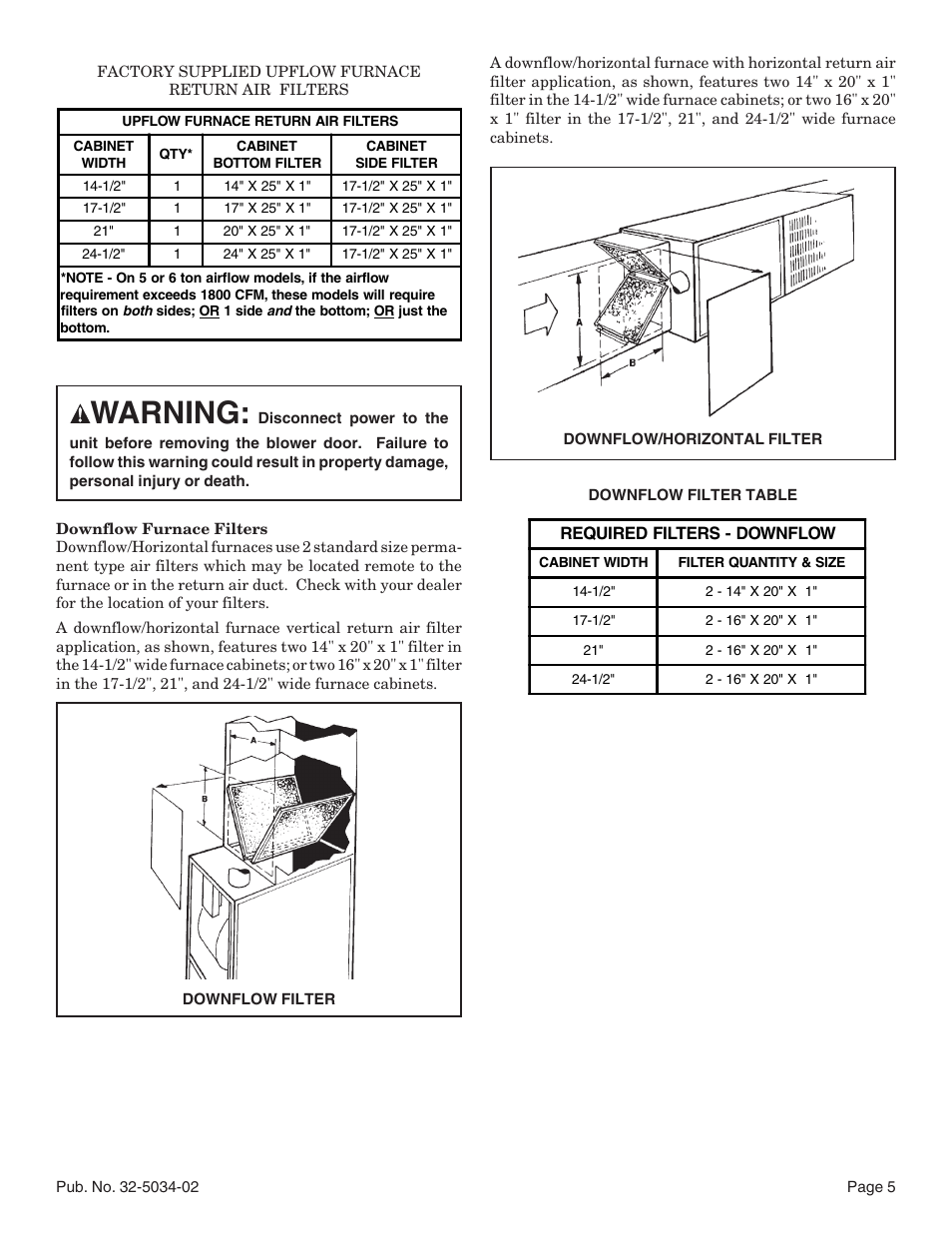 Warning | American Standard Noncondensing Gas Furnaces User Manual | Page 5 / 24