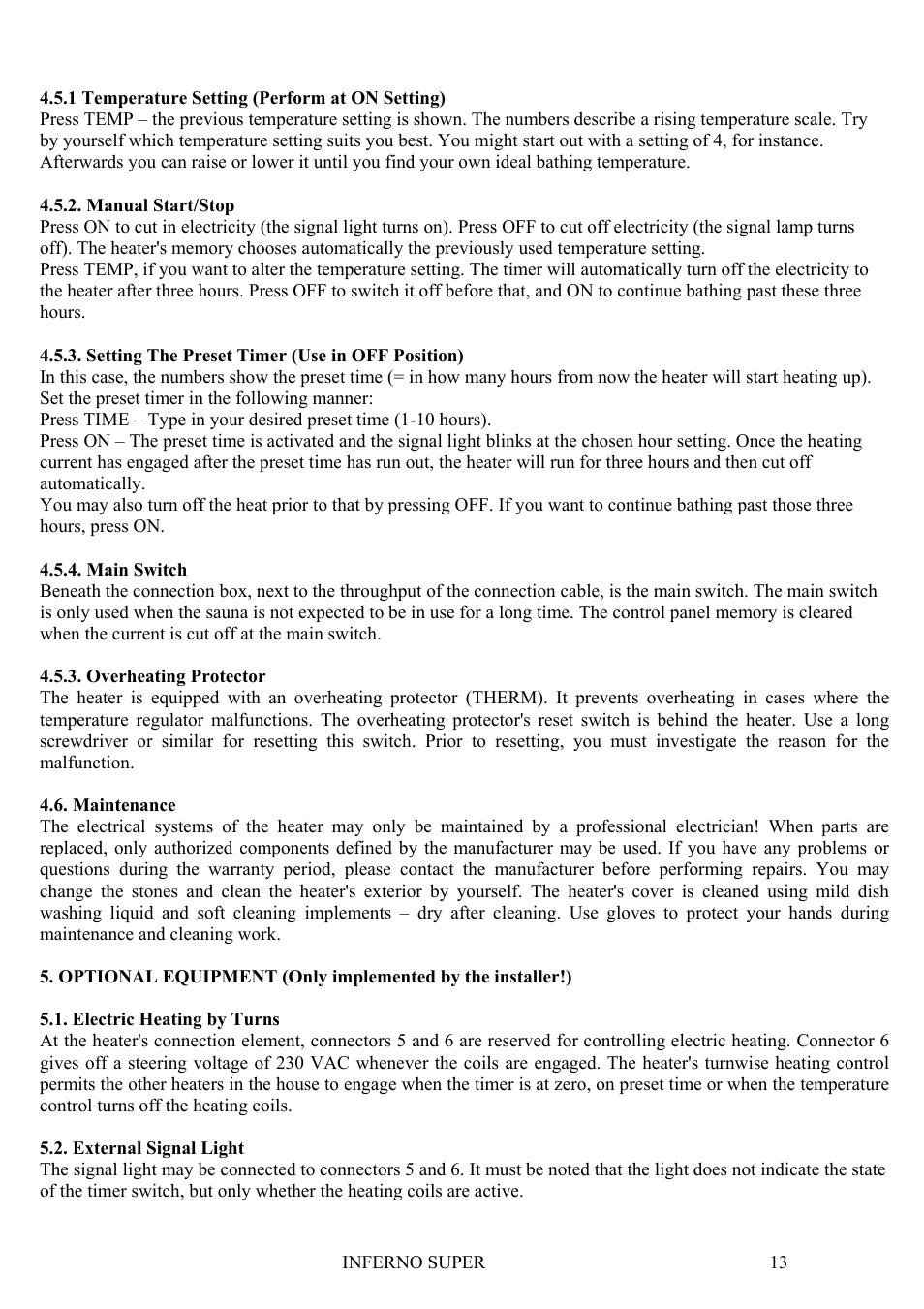 Kastor Inferno Super Electrical sauna stoves User Manual | Page 13 / 36