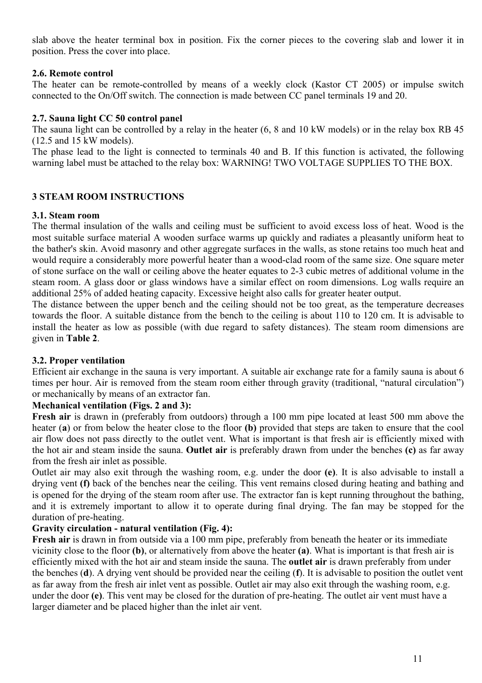 Kastor Mega-Line Electrical sauna stoves User Manual | Page 11 / 36