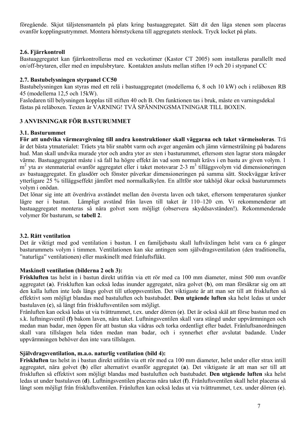 Kastor Mega-Line Electrical sauna stoves User Manual | Page 7 / 36