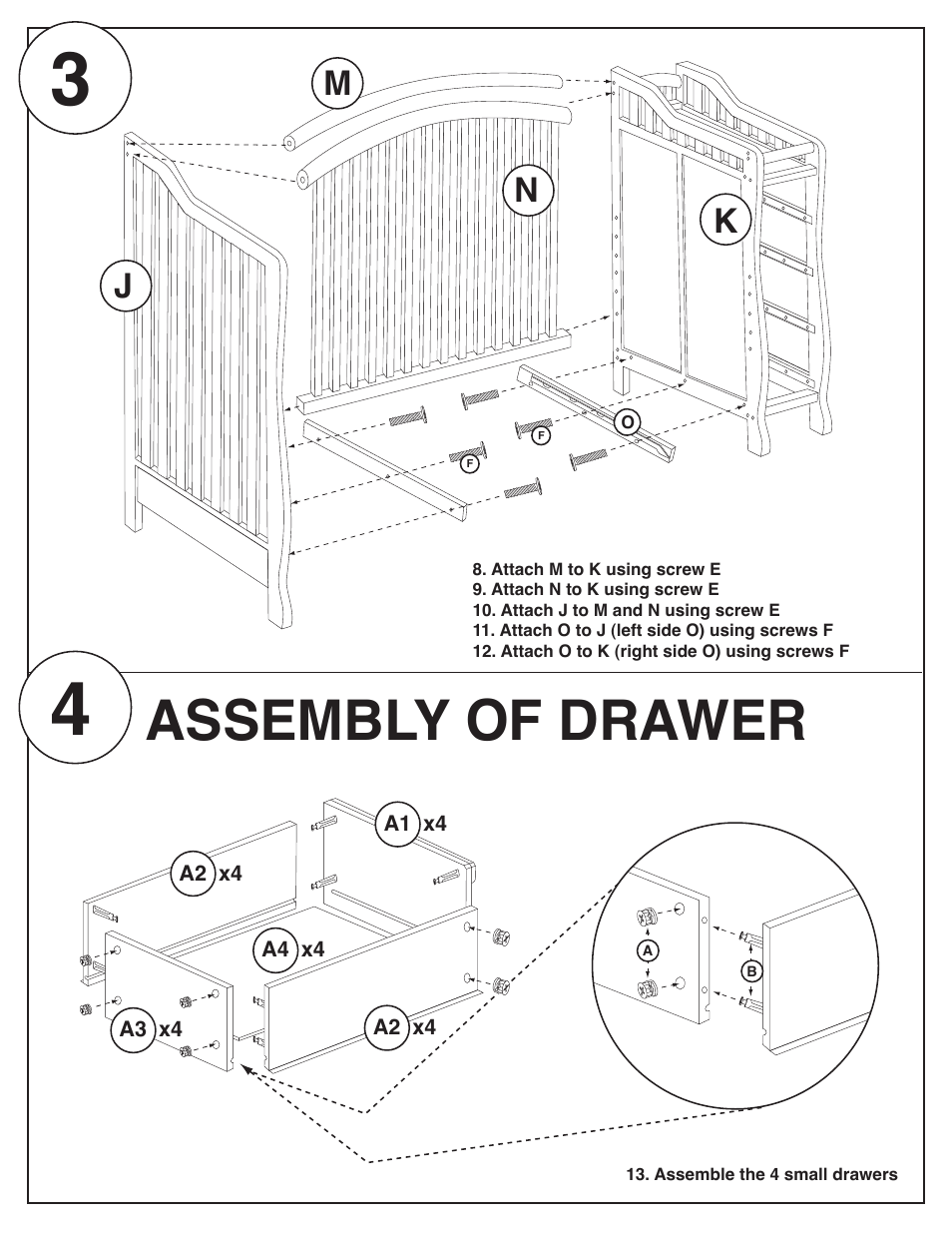 Assembly of drawer, Mn j k | Orbelle EVA (312) User Manual | Page 5 / 11